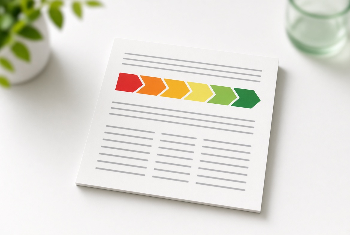 Energielabel voor een woning met de energieklasse-schaal